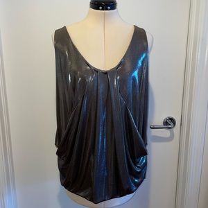 Diane Von Furstenberg Metallic Silver Leeza Top Size 12